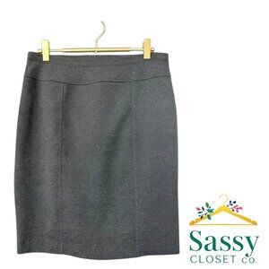 Ellen Tracy Charcoal Pencil Skirt Pull‑On Waist Slim Fit Back Vent Size M